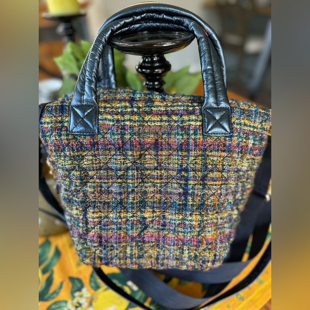 MZ Wallace The Metro Tote® Deluxe - Mini - Gold Multi Tweed Crossbody NWOT $258 - Picture 15 of 15